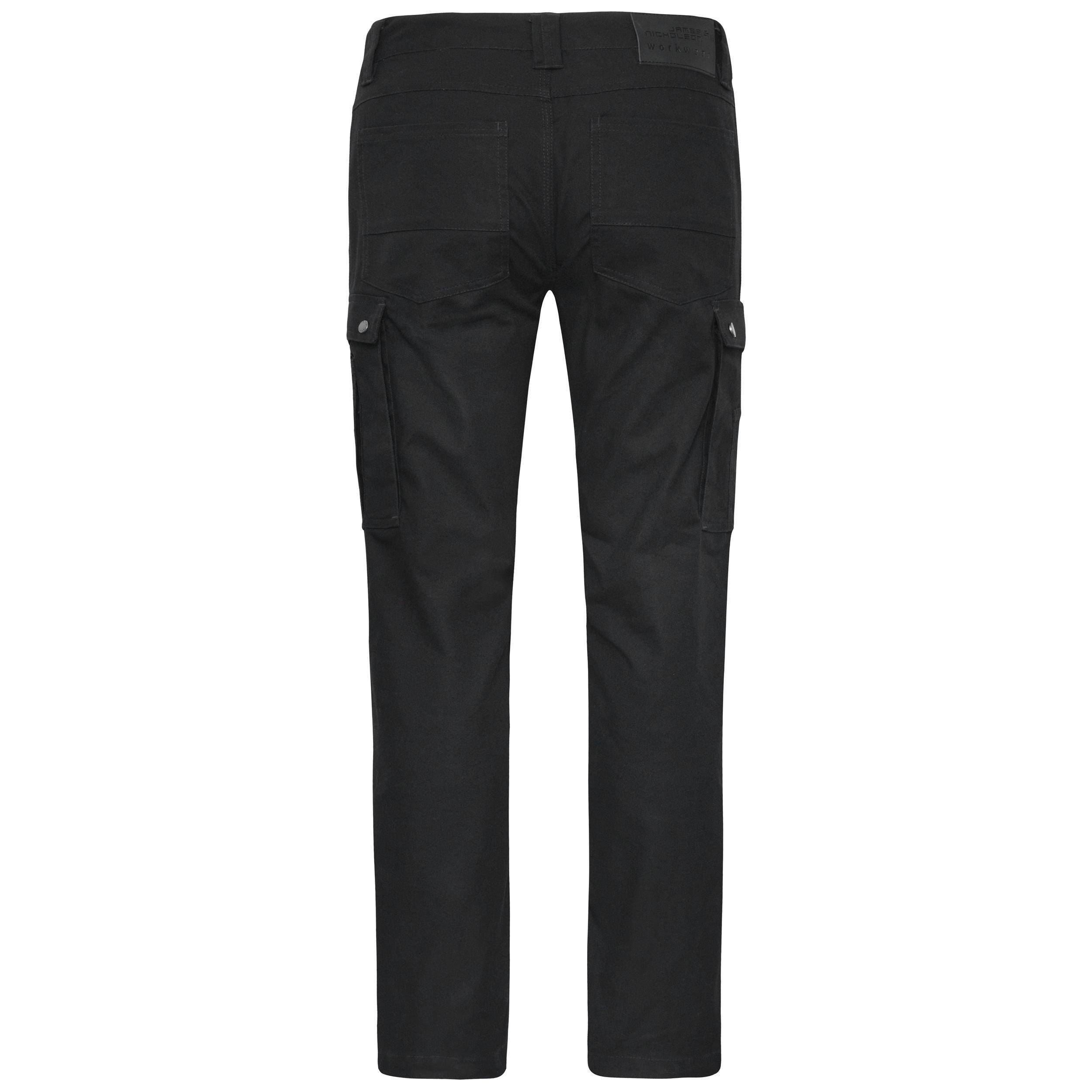 James & Nicholson® Workwear Cargo Pants JN877 Reißfeste Dreifachnaht Größe:50 Black