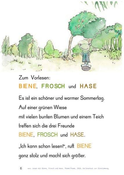 Lesen mit Biene, Frosch und Hase
