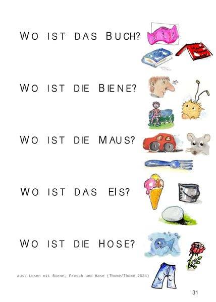 Lesen mit Biene, Frosch und Hase