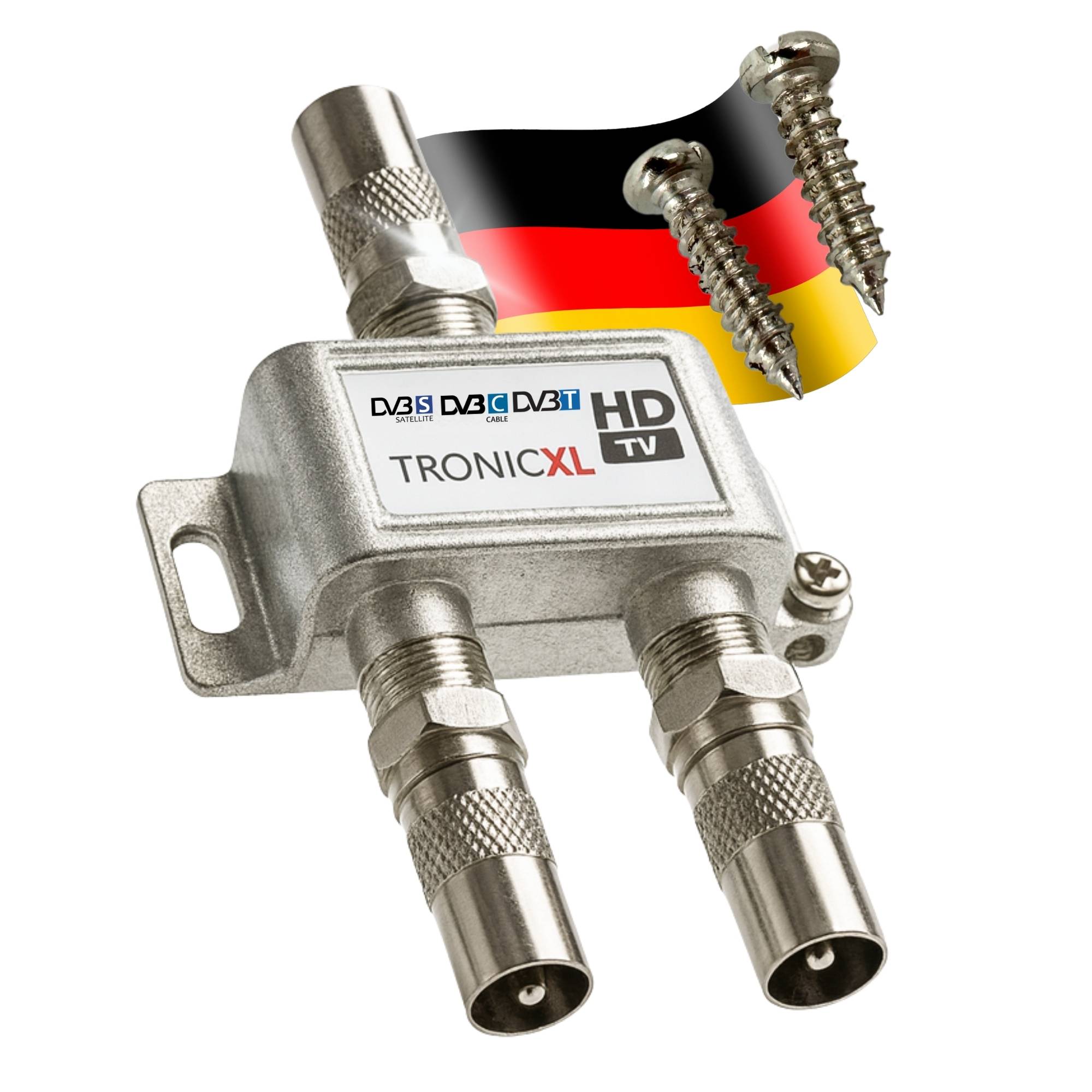 TronicXL 2-Fach BK Verteiler TV Kabel Adapter Antennenverteiler Kabelfernsehen DVBC zb für Unitymedia Vodafone Netcologne Netaachen Netkassel
