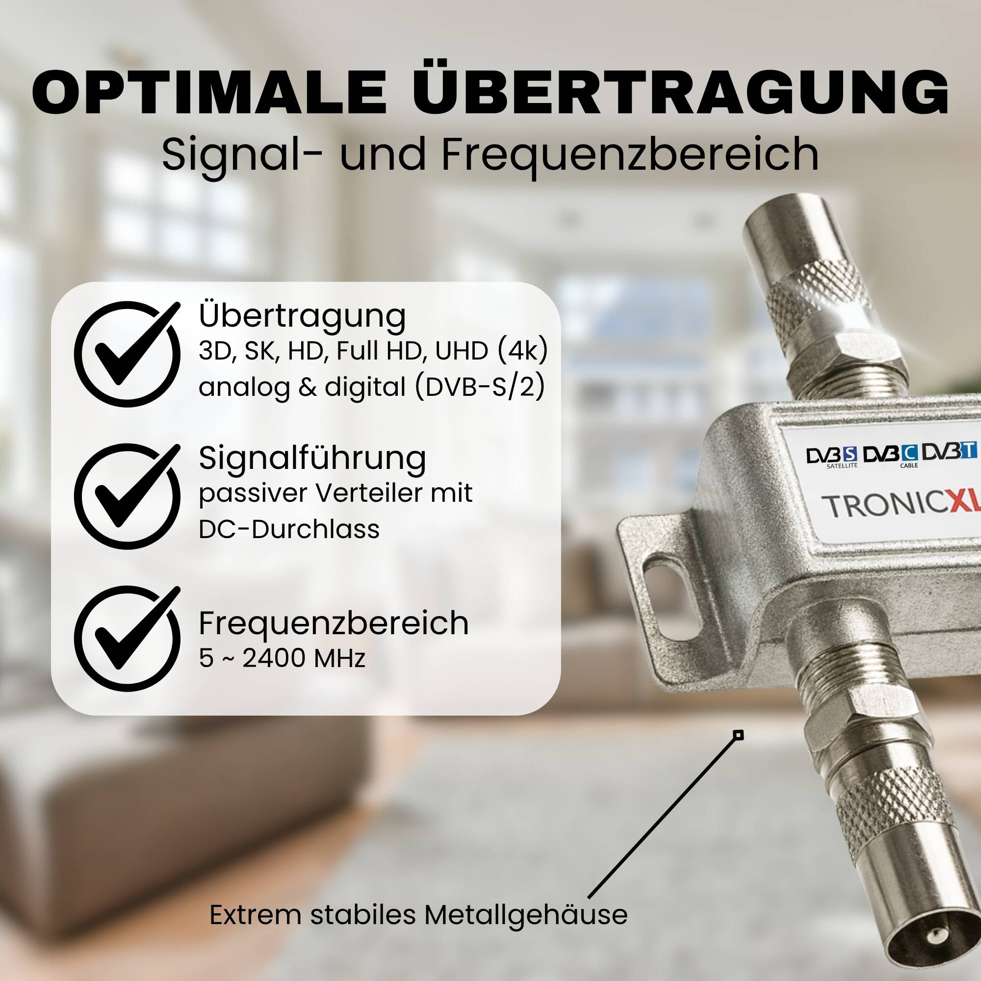 TronicXL 2-Fach BK Verteiler TV Kabel Adapter Antennenverteiler Kabelfernsehen DVBC zb für Unitymedia Vodafone Netcologne Netaachen Netkassel