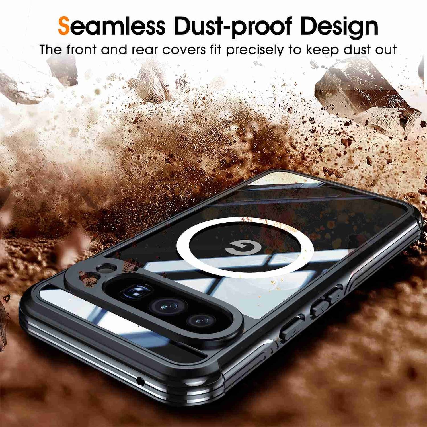 Für Google Pixel 9 Pro XL MagSafe Full 360 Grad Hybrid Bumper Schwarz