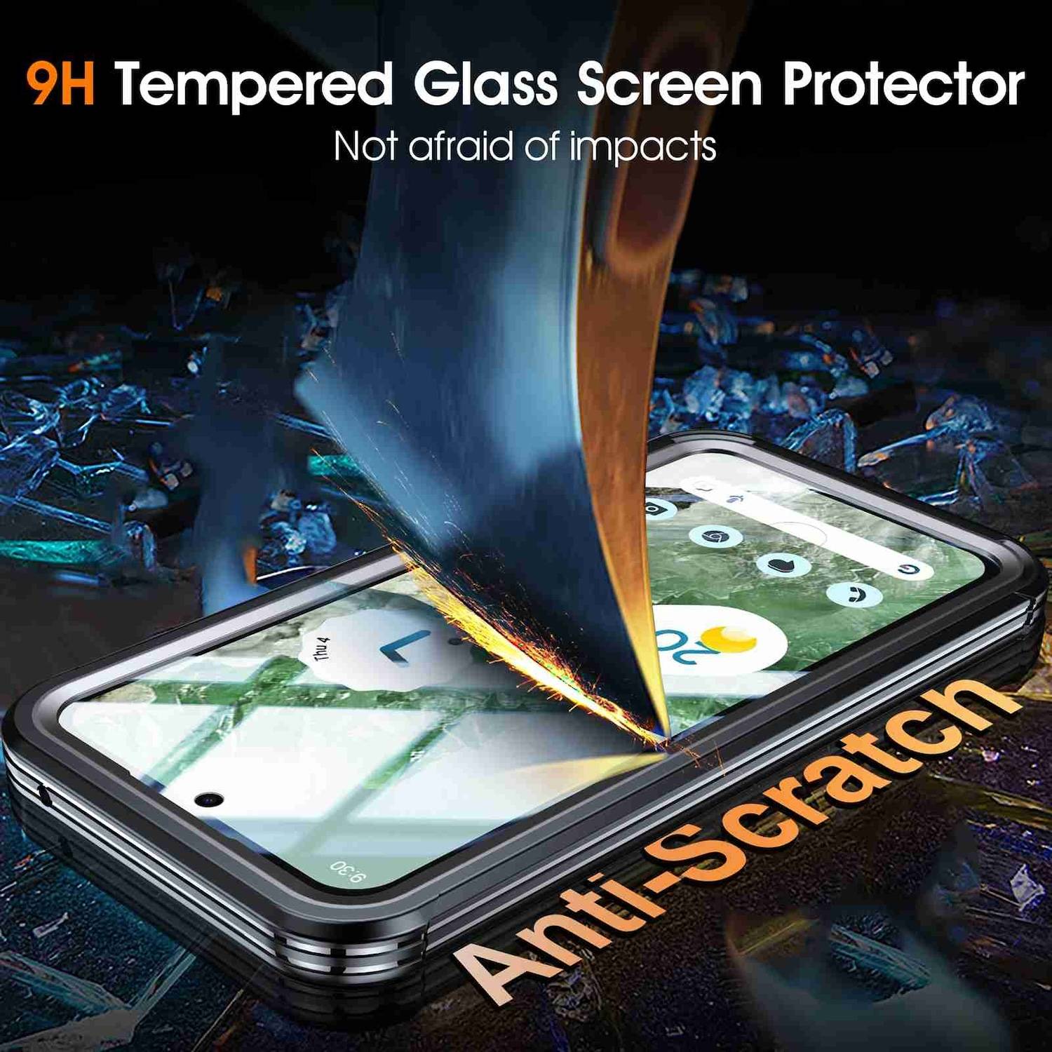 Für Google Pixel 9 Pro XL MagSafe Full 360 Grad Hybrid Bumper Schwarz