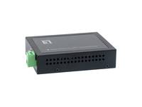 Schwarzes rechteckiges elektronisches Modul mit grünem Stecker an der Seite, abgebildet auf weißem Hintergrund.