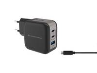 Conceptronic 3-Port 67W GaN USB-PD-Ladegerät mit USB-C-Ladekabel, USB-C x 2, USB-A x 1, QC 3.0, PPS