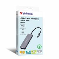 Verbatim CMH-08 USB Typ-C 5000 Mbit/s Silber Multimedia-Technik HUBs
