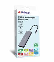 Verbatim CMH-13 USB Typ-C 10000 Mbit/s Silber Multimedia-Technik HUBs