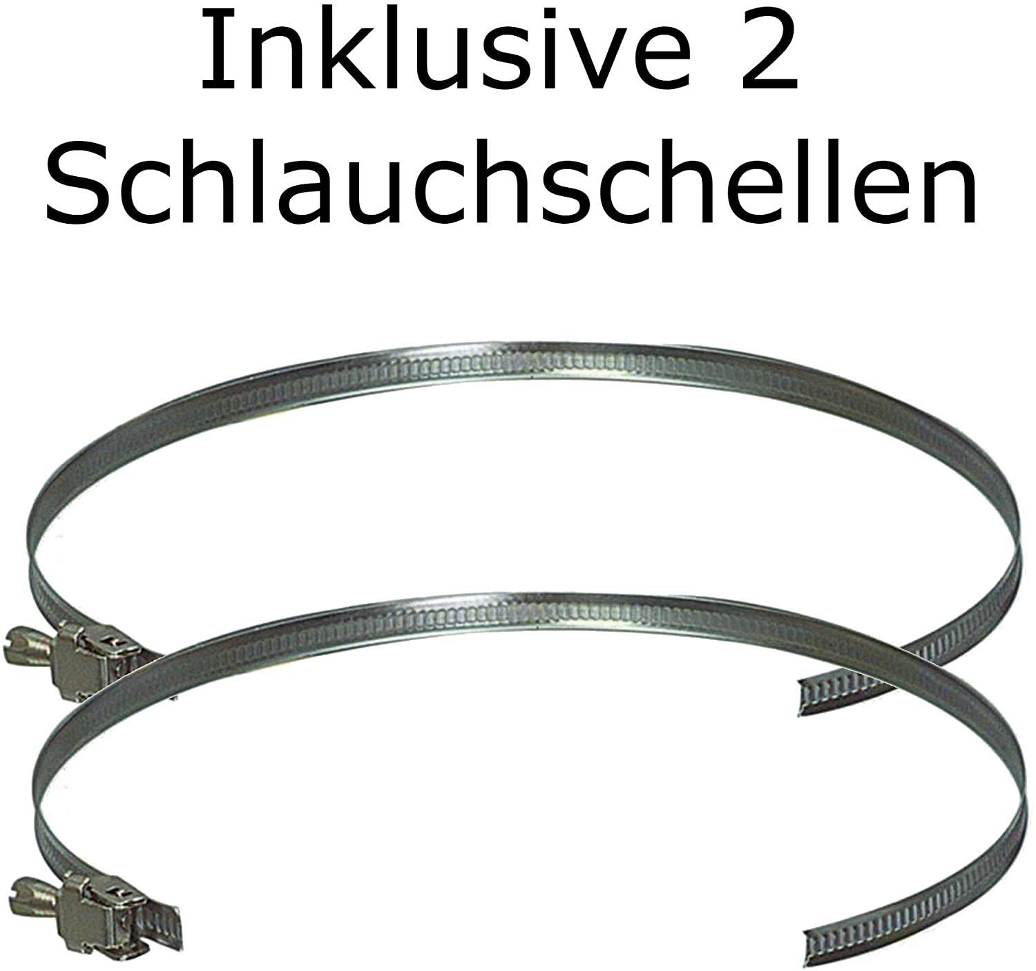 100 mm 1,5m Abluftschlauch 100mm Set mit Schlauchschelle PVC flexibel für Trockner Klimaanlage Dunstabzug