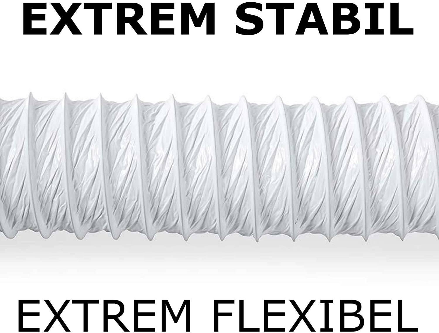 100 mm 1,5m Abluftschlauch 100mm Set mit Schlauchschelle PVC flexibel für Trockner Klimaanlage Dunstabzug