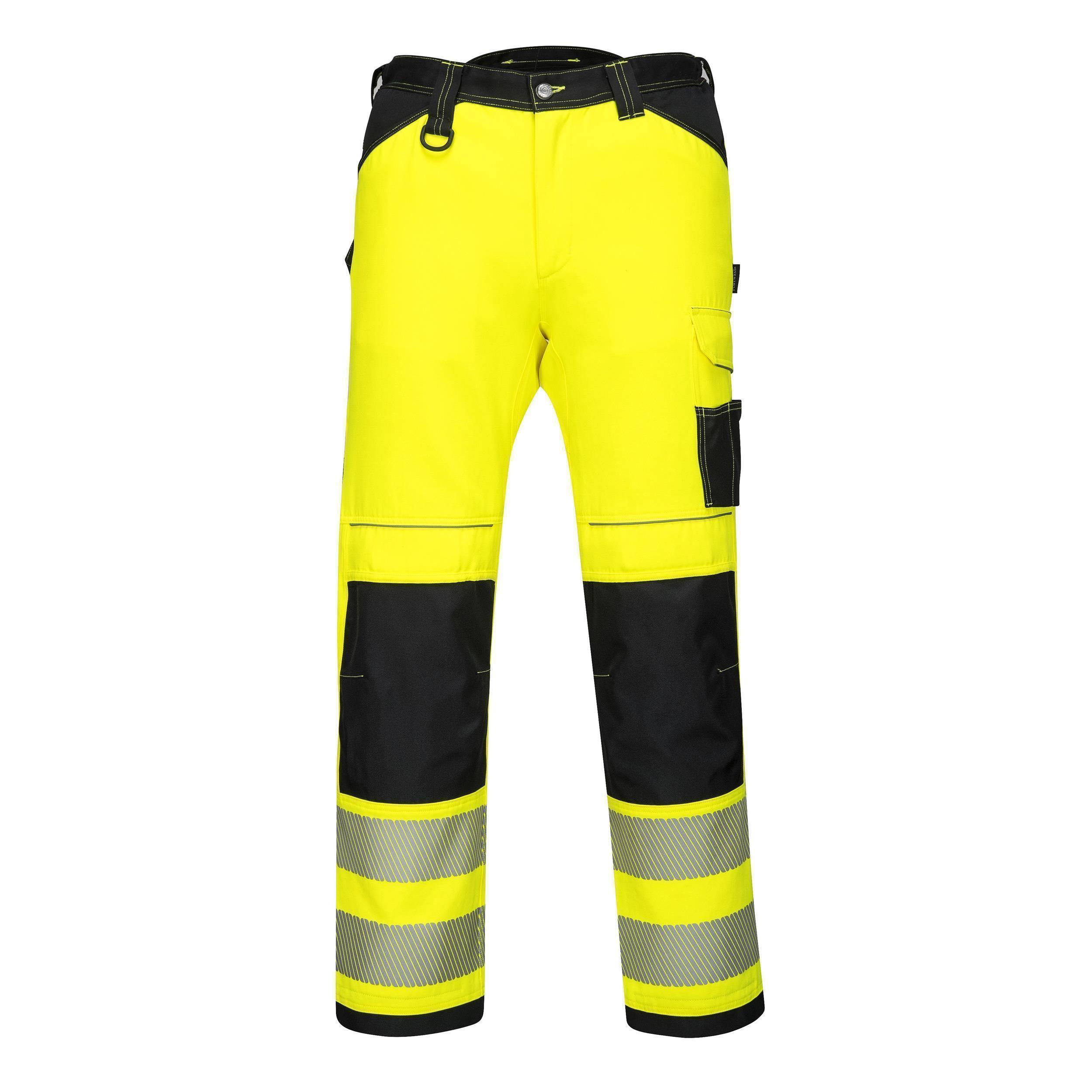 Portwest® PW303 Leichte Warnschutz-Stretch Arbeitsbundhose EN ISO 20471 Klasse 2 Gelb/Schwarz