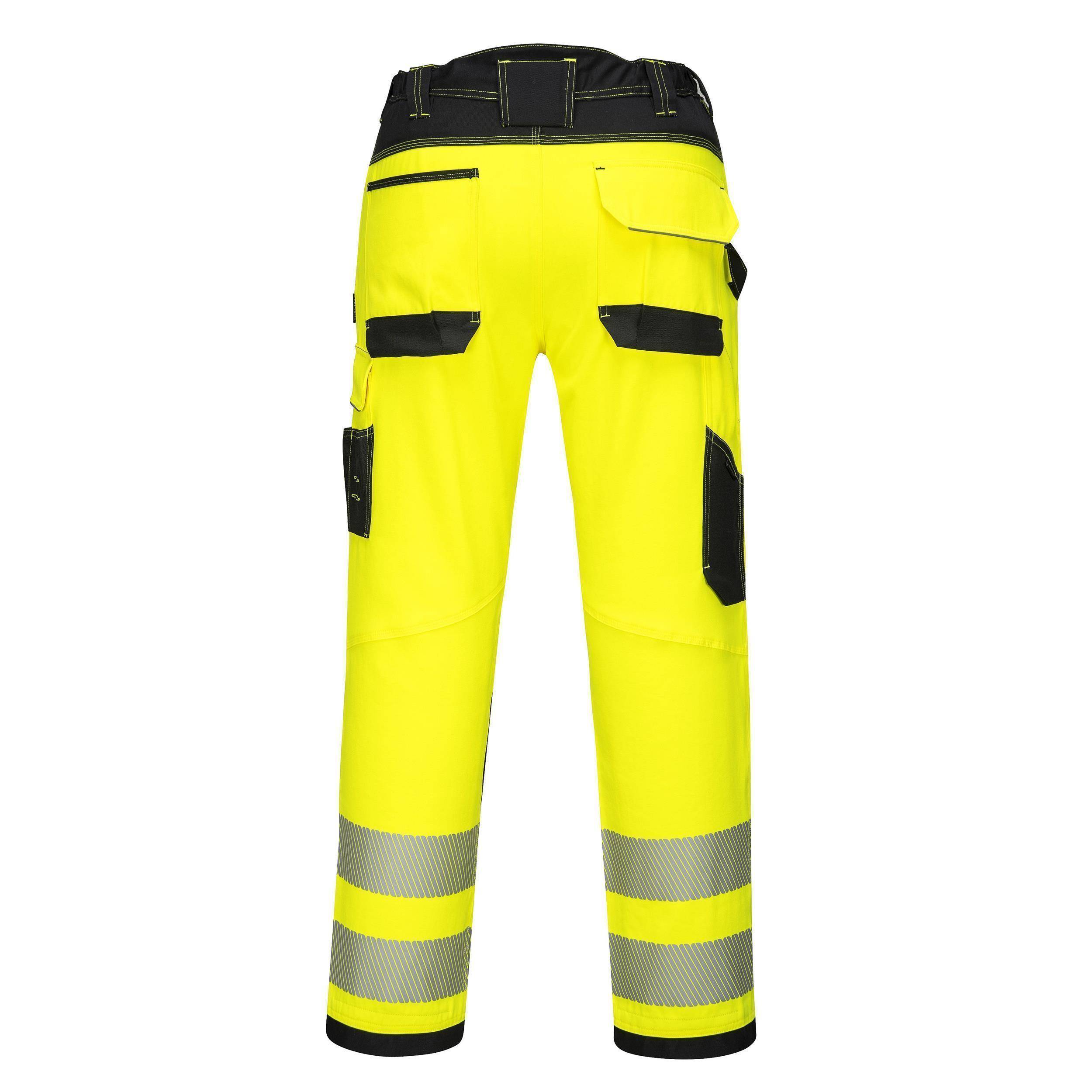 Portwest® PW303 Leichte Warnschutz-Stretch Arbeitsbundhose EN ISO 20471 Klasse 2 Gelb/Schwarz