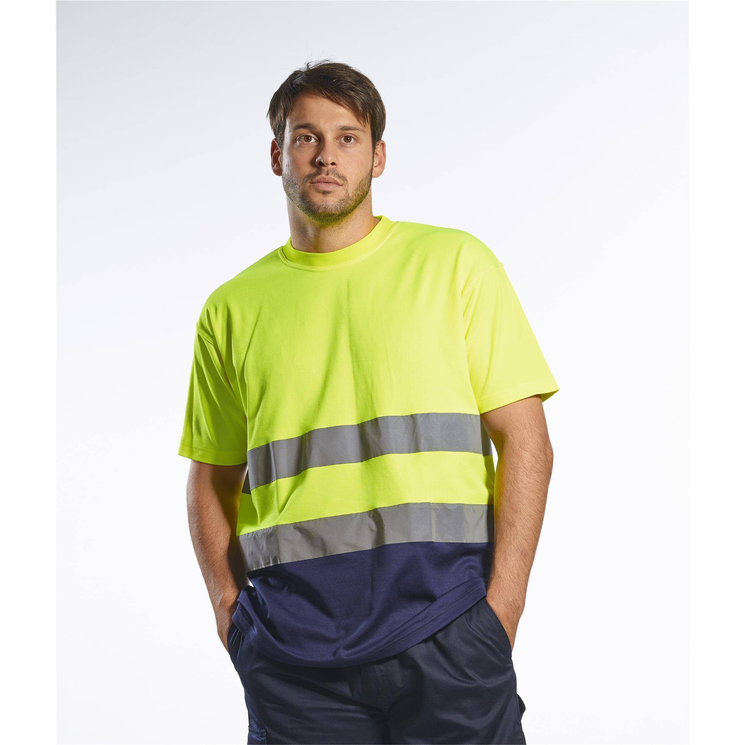 Portwest® S173 Warnschutz Cotton Comfort Kontrast T-Shirt kurzarm EN ISO 20471 Klasse 2 Orange/Marine_4XL