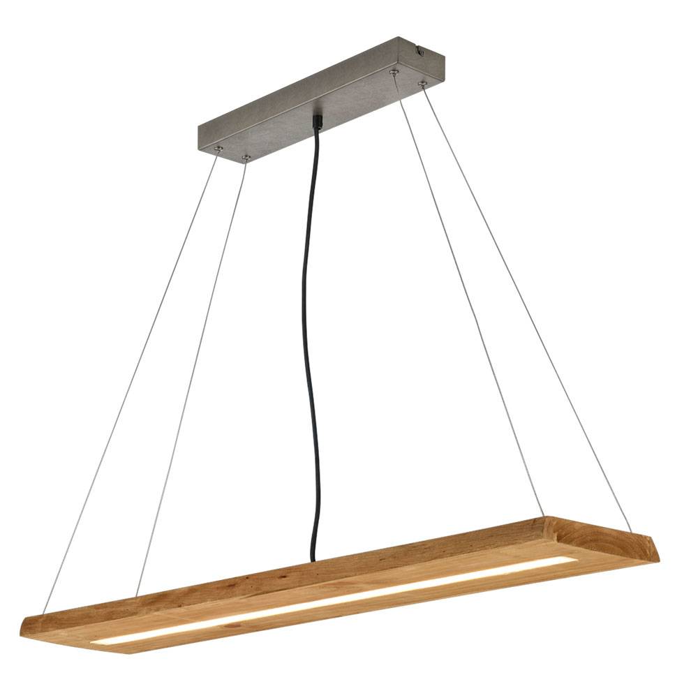 Pendellampe Hängeleuchte Esszimmerleuchte Wohnzimmerlampe Deckenleuchte, Metall Holz nickel naturfarben, dimmbar, 1x LED 27W 3400Lm 3000K warmweiß