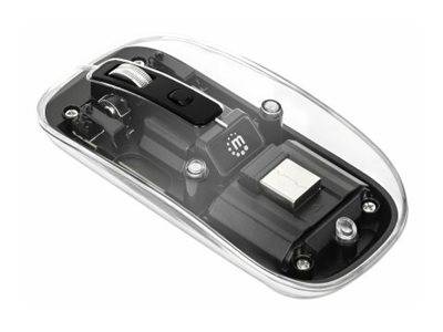 Manhattan Maus - wiederaufladbar - rechts- und linkshändig - optisch - 4 Tasten - kabellos - 2.4 GHz - kabelloser Empfänger (USB)