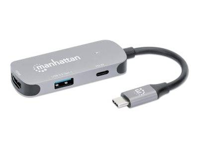 Manhattan 3-in-1 - Dockingstation - USB-C 3.2