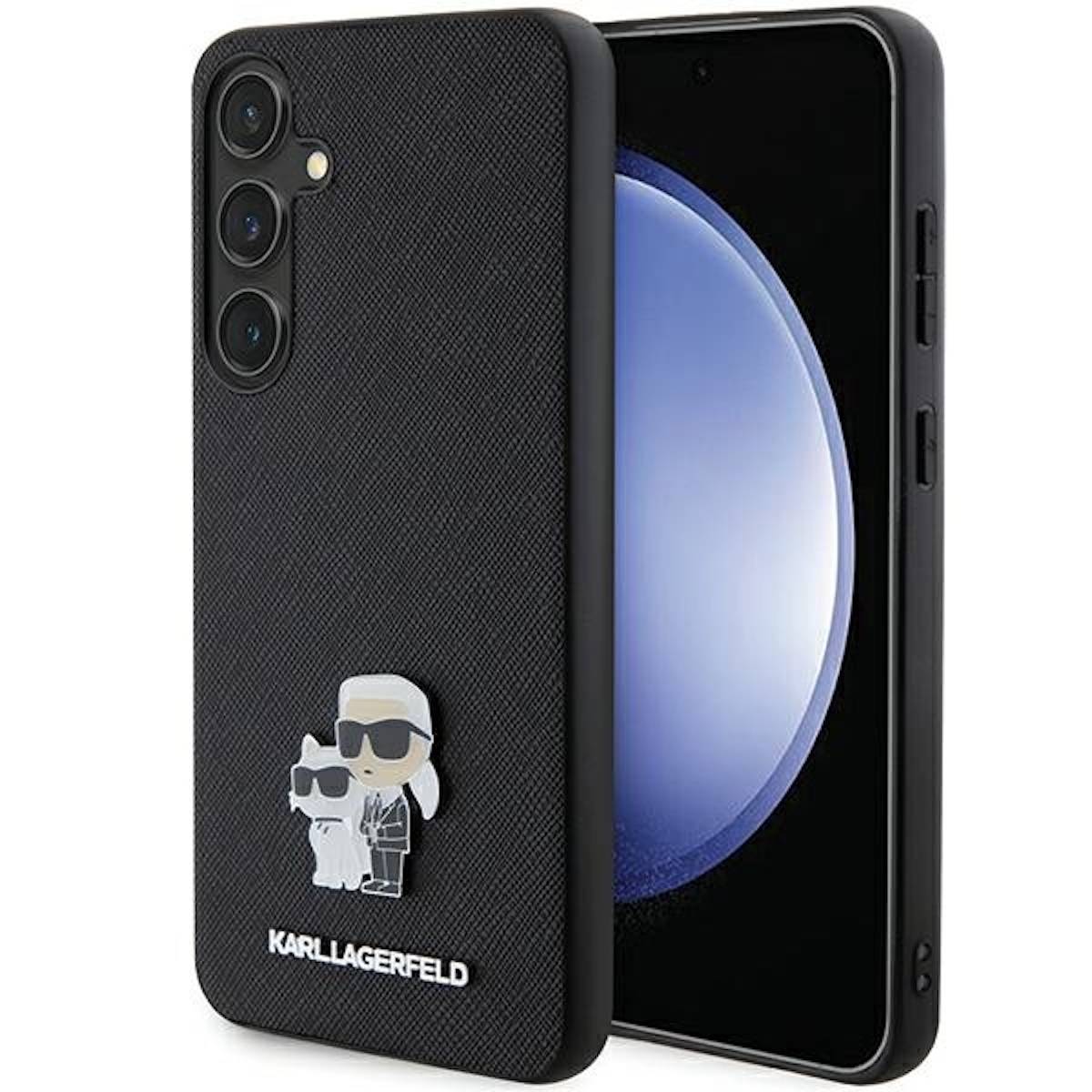 Karl Lagerfeld Samsung Galaxy S24 Schutzhülle Saffiano Karl &Choupette Metal Pin