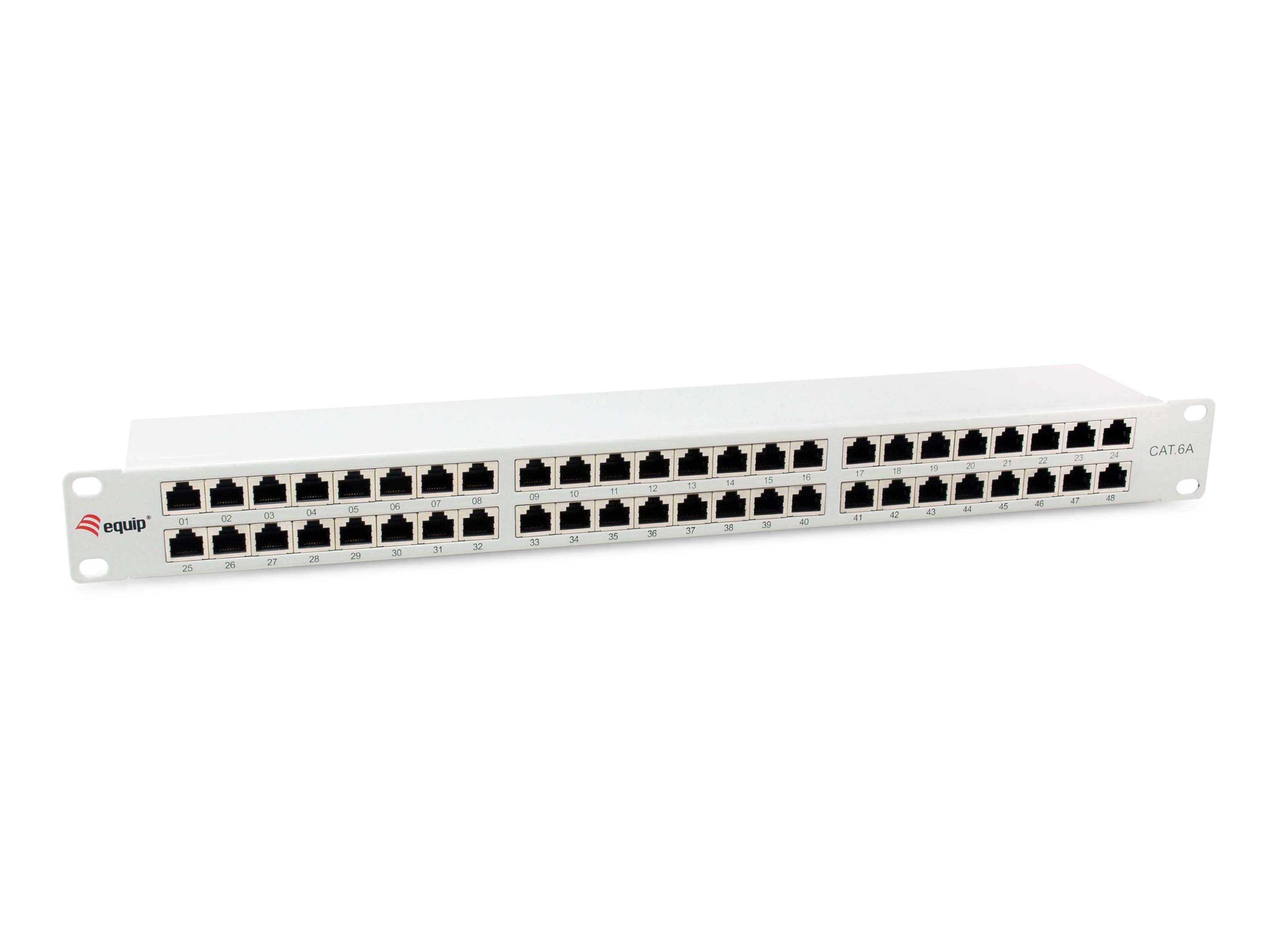 Equip 19" Patchpanel 48xRJ45 Cat6a FTP 1U 500MHz RAL7035