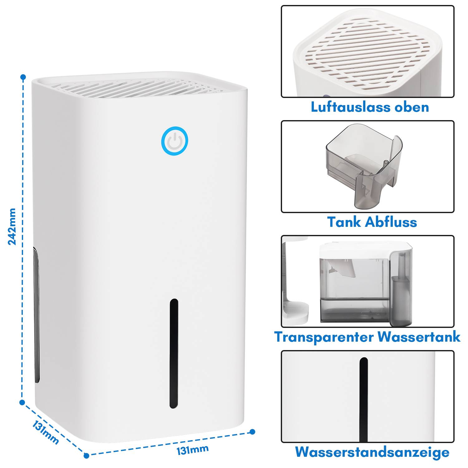 Luftentfeuchter Raumentfeuchter Lufttrockner Feuchtigkeit LED Display 850ml