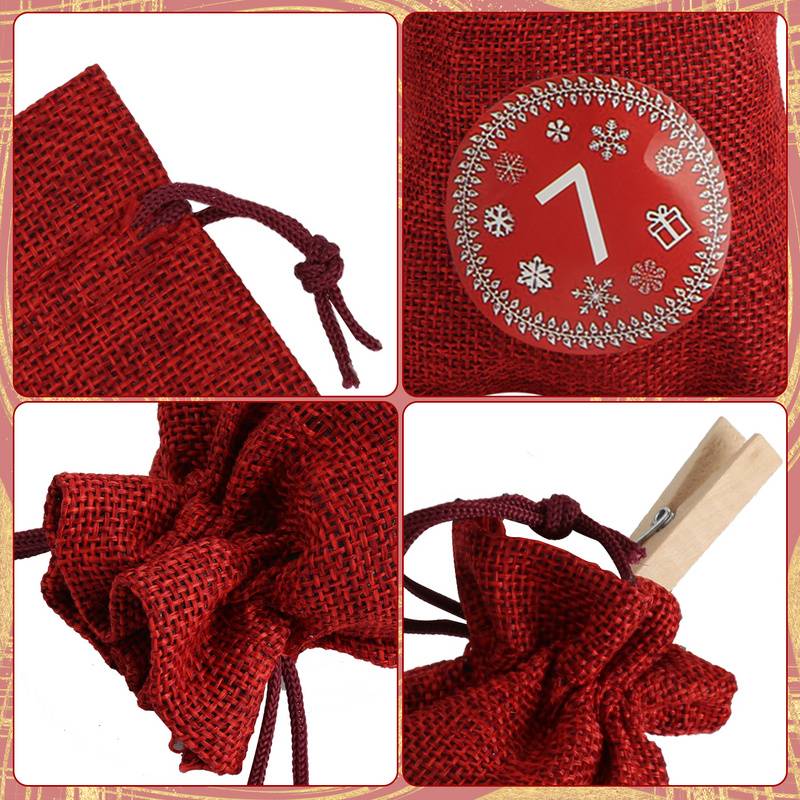 24 Adventskalender zum Befüllen, Stoffbeutel Geschenksäckchen Weihnachten für Weihnachtskalender, Adventskalender Säckchen mit 1-24 Adventszahlen