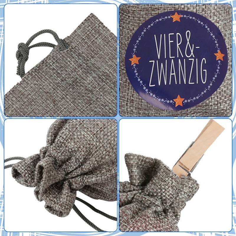 24 Adventskalender zum Befüllen, Stoffbeutel Geschenksäckchen Weihnachten für Weihnachtskalender, Adventskalender Säckchen mit 1-24 Adventszahlen