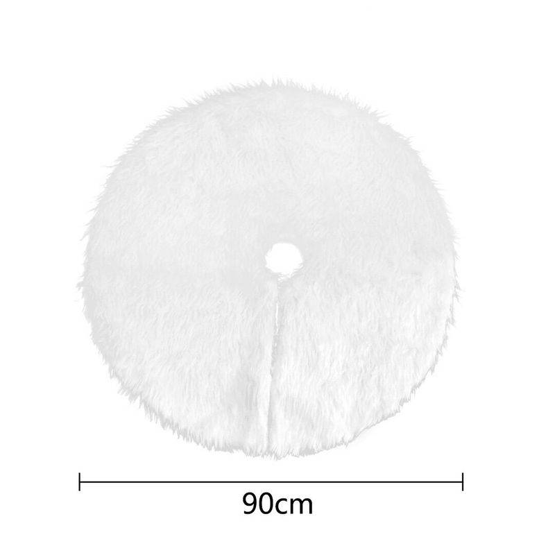 90cm Weihnachtsbaum-Teppich Tannenbaum Decke kunstfell Weiß Rund Rock Teppich Filz für Schnee Christbaum Weihnachtsbaum Deko Weihnachtsbaumdecke
