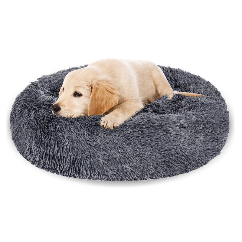 Hundebett Plüsch Schlafplatz Hundekissen Katzenbett Waschbares rutschfestes komfortables 100cm Dunkelgrau
