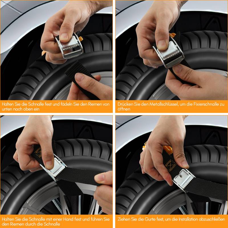 Schneeketten 10 Stück Auto Anti-Rutsch Spikes Universal Reifenketten für Reifenbreite 175-295 mm für meisten PKW LKW SUV