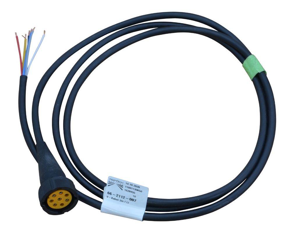 Aspöck - open End - Kabel 2m - 8polig - Bajonett Anschluss - Gelb