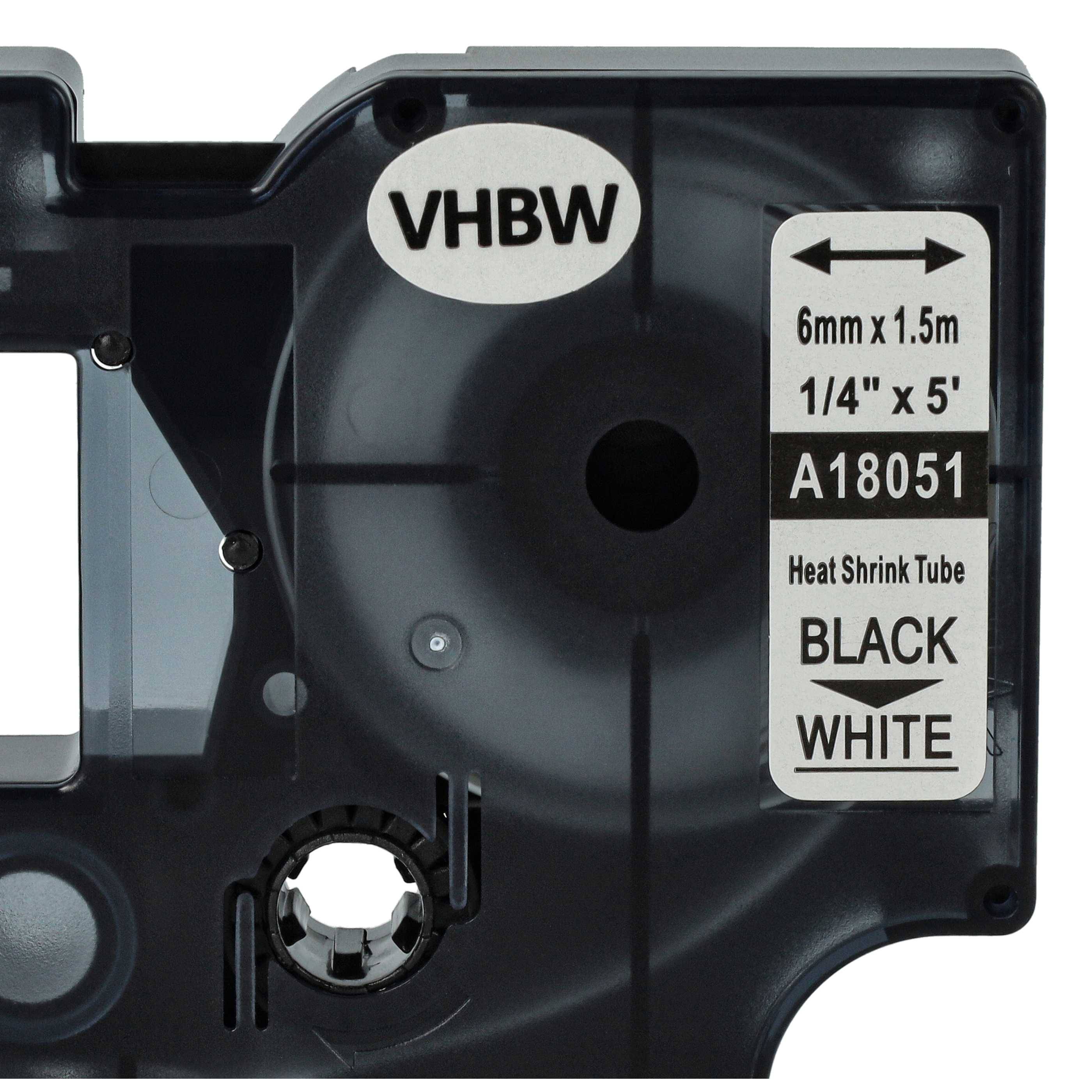 vhbw 3x Schriftband-Kassette kompatibel mit Dymo Rhino 6000, 5200, 4200 Etiketten-Drucker Schwarz auf Weiß, Schrumpfschlauch-Kassette, 6 mm