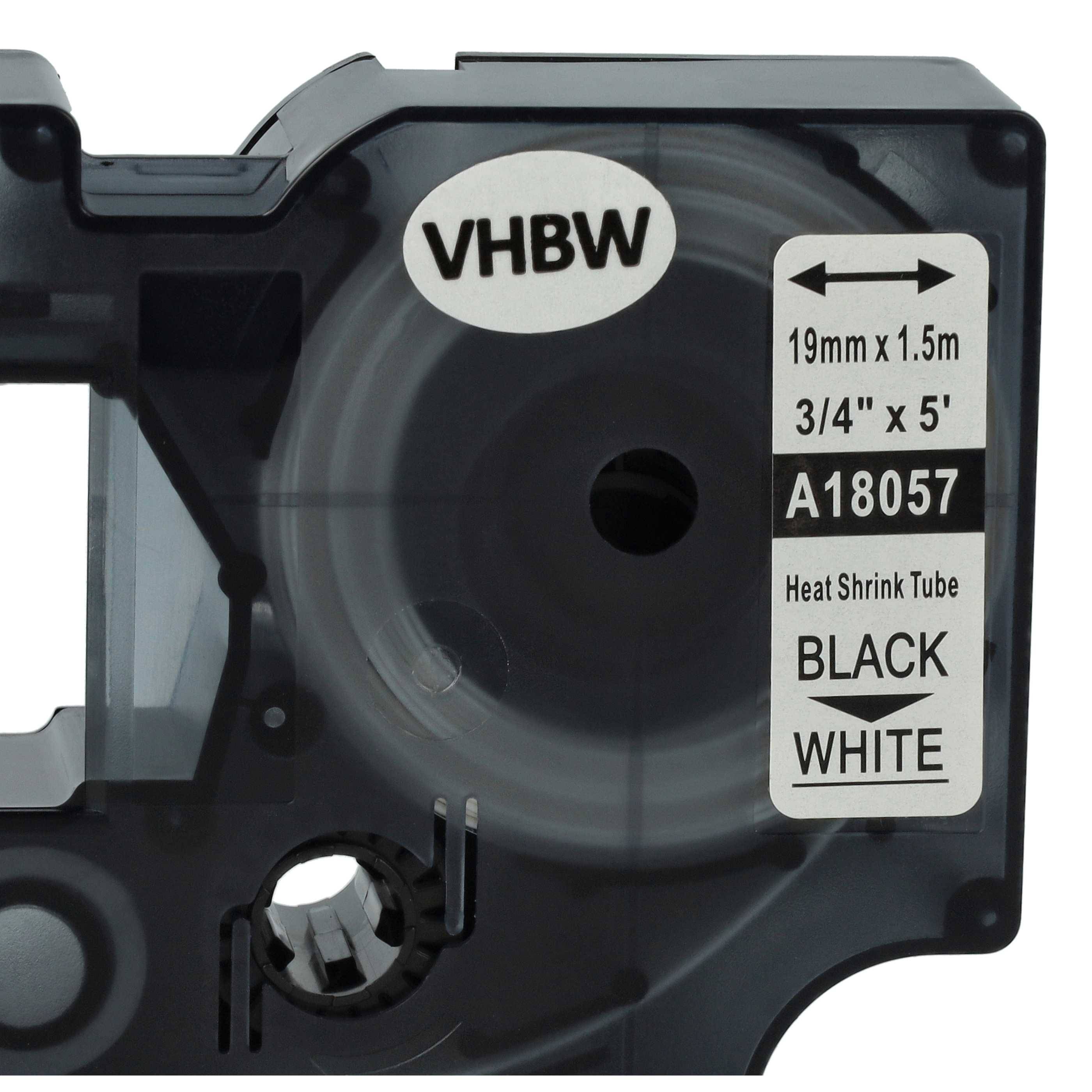 vhbw 2x Schriftband-Kassette Ersatz für Dymo 18057 für Etiketten-Drucker Schwarz auf Weiß, Schrumpfschlauch-Kassette, 19 mm