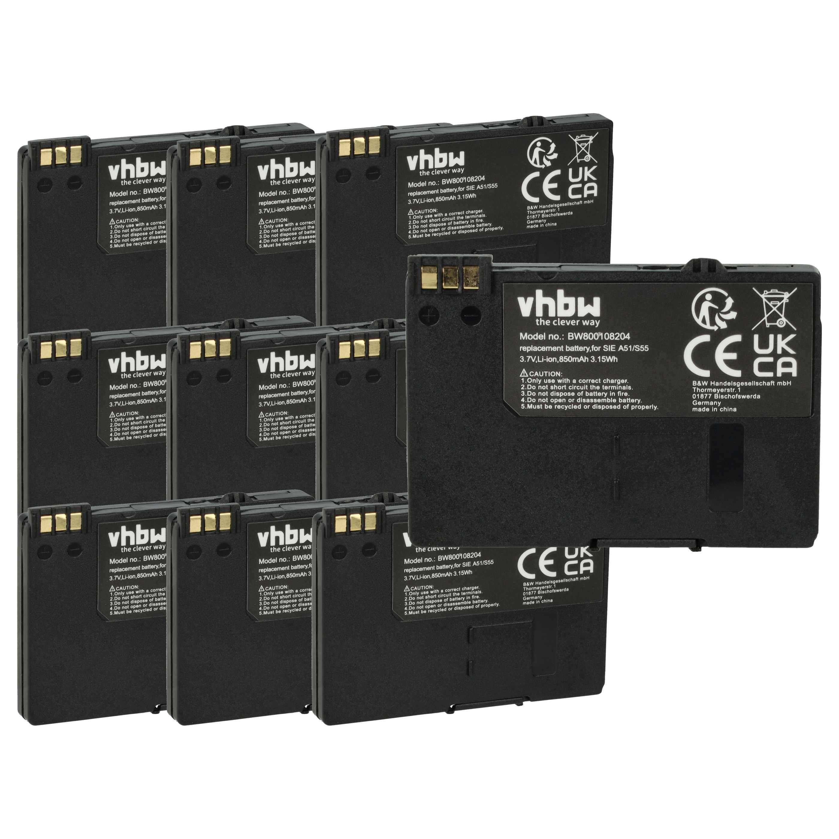 Gestapelte schwarze Batterien für Mitac Mio C210, Marke „vhbw