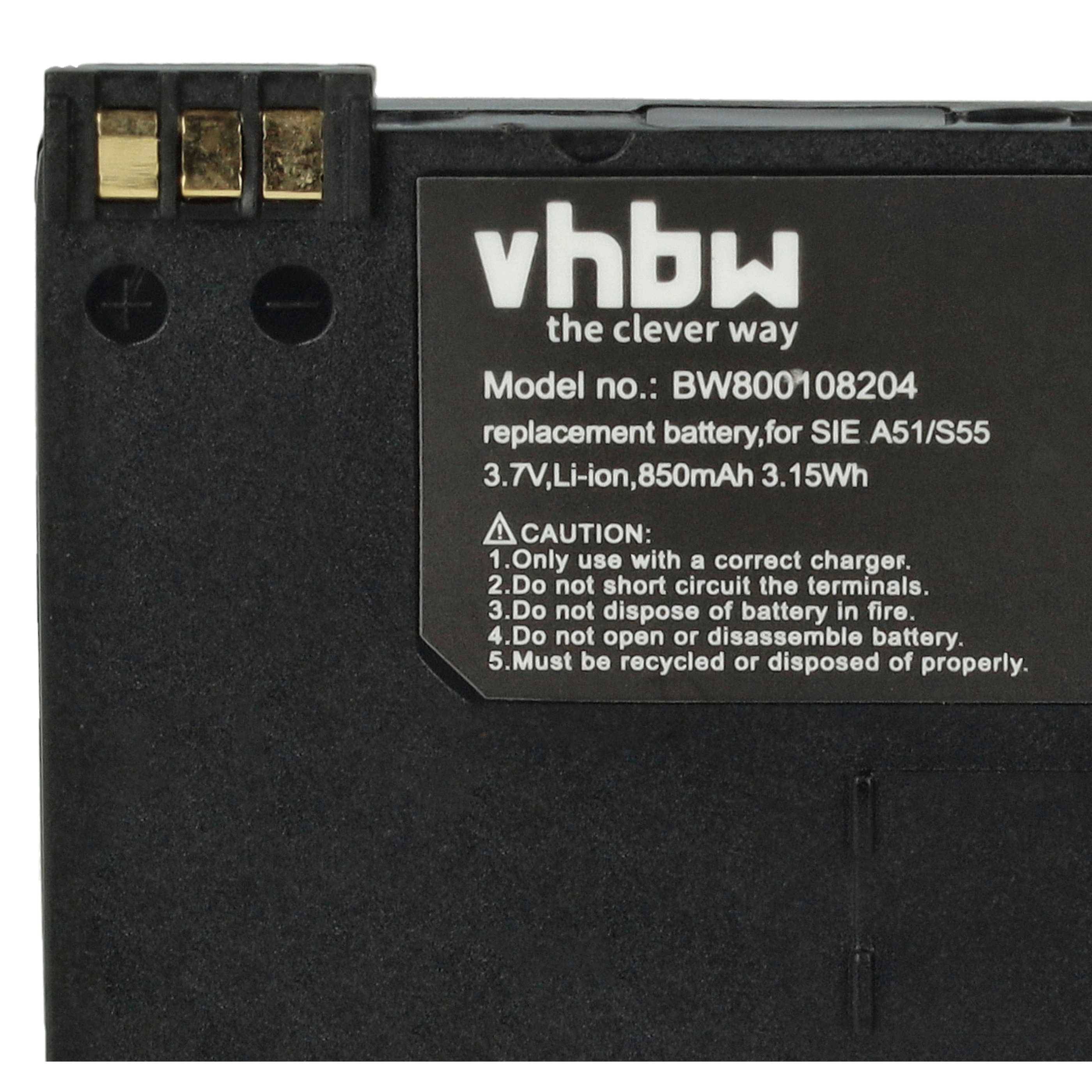 vhbw 5x Akku kompatibel mit Way Systems MTT 1571, 1581, 1531, 1556, 1510, 1500 Handy Smartphone Telefon (850 mAh, 3,7 V, Li-Ion)