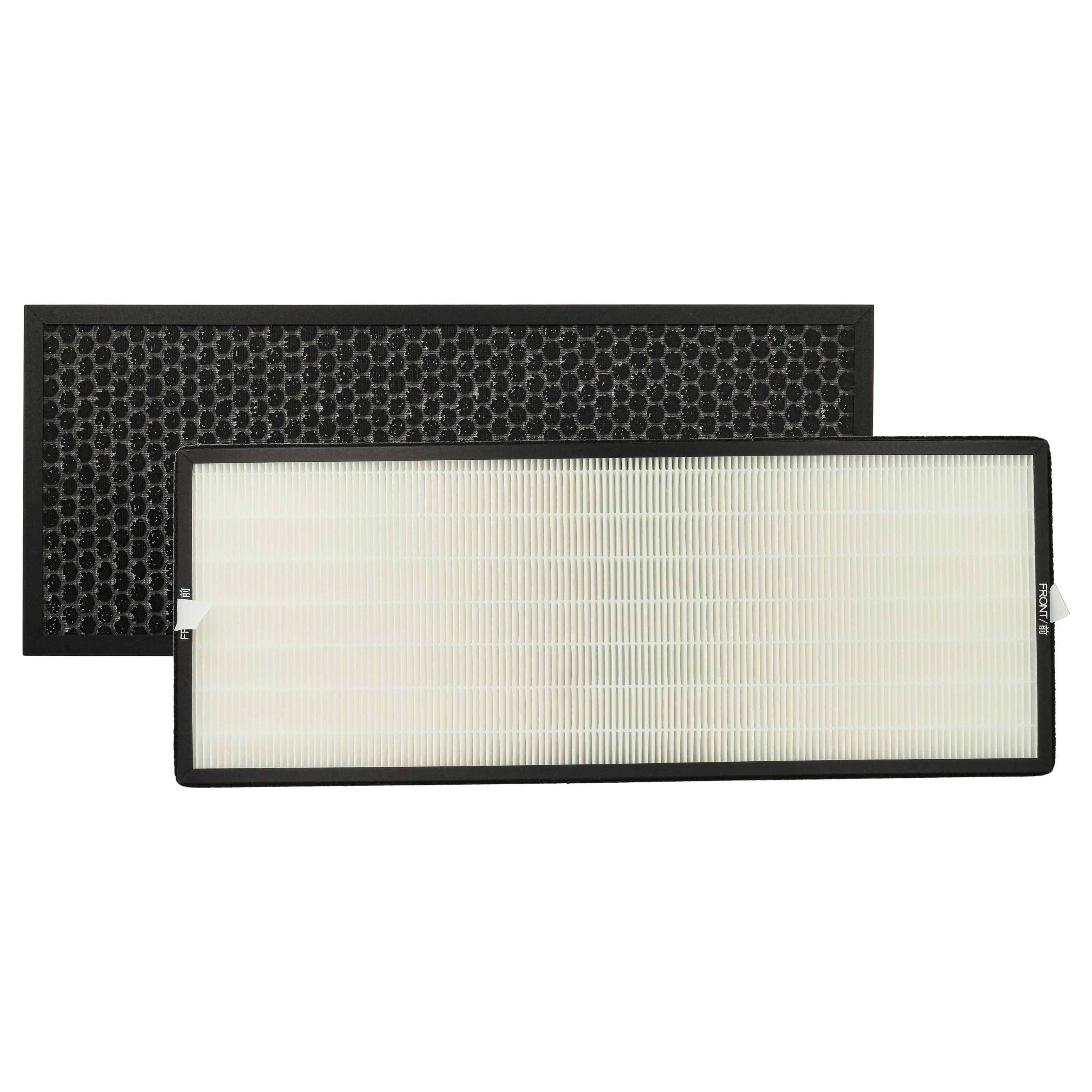 vhbw 2-teiliges Filter-Set kompatibel mit Rowenta Intense Pure Air XL PU6020F1, PU6020F0 Luftreiniger - HEPA-Filter, Aktivkohlefilter