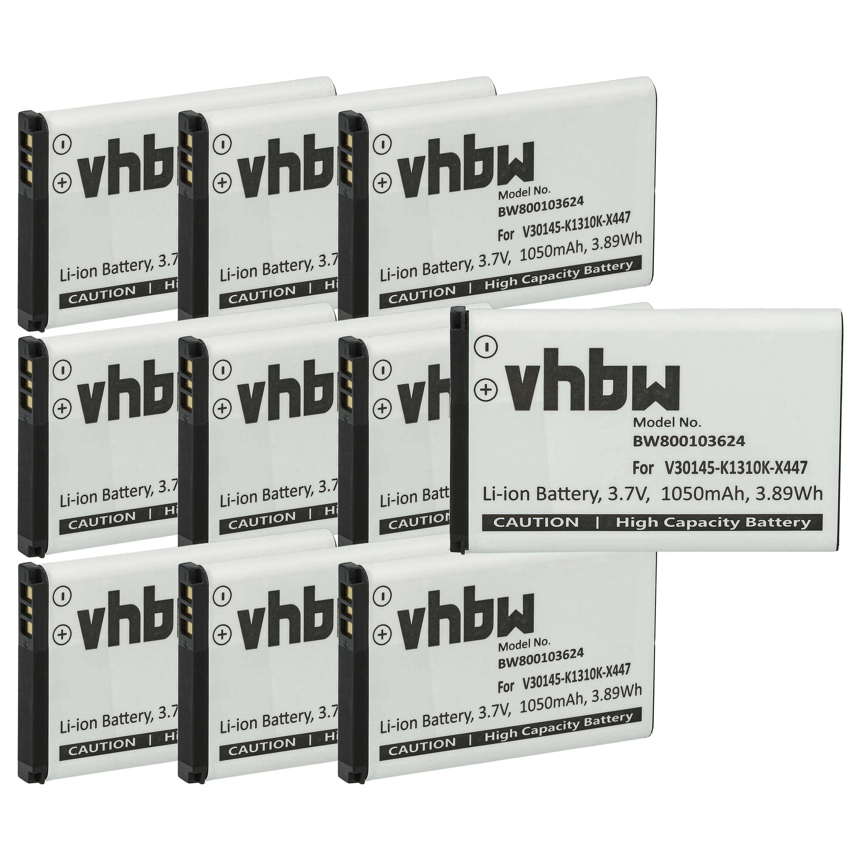 vhbw 10x Akku Ersatz für Siemens V30145-K1310K-X447-0-HY für schnurlos Festnetz Telefon (1050 mAh, 3,7 V, Li-Ion)