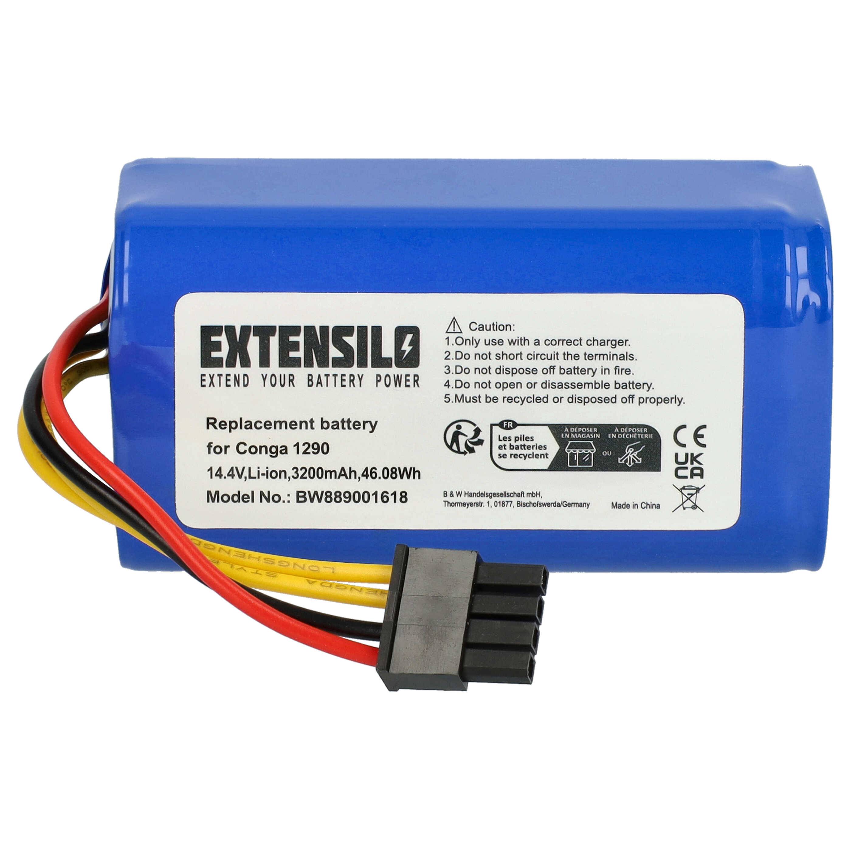 EXTENSILO Akku kompatibel mit Symbo xBot 5 Pro, 5a Saugroboter (3200 mAh, 14,4 V, Li-Ion)