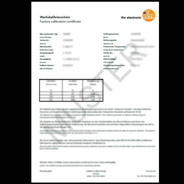 Ifm Electronic Kalibrierzertifikat ZC0065