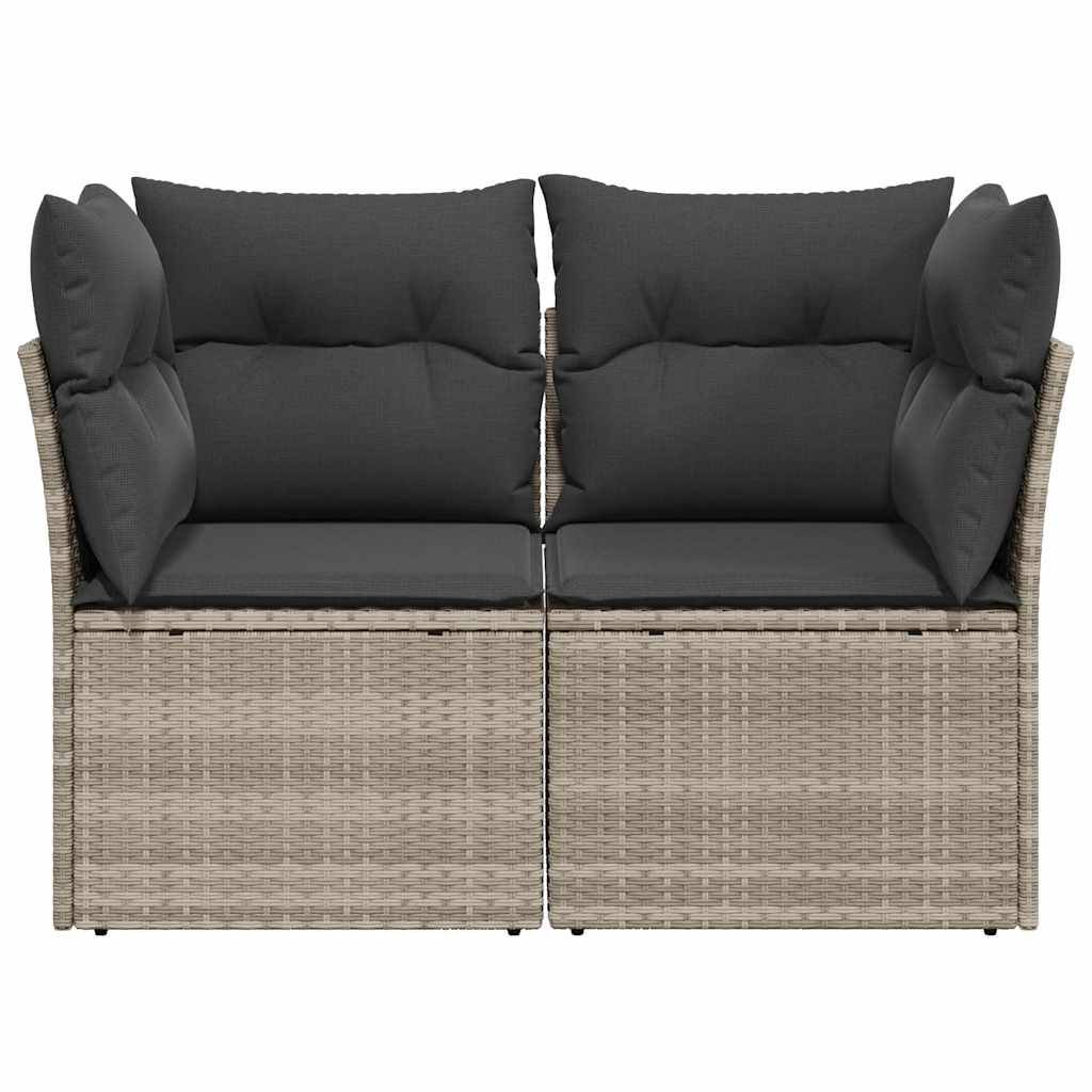 vidaXL Gartensofa mit Kissen 2-Sitzer Hellgrau Poly Rattan