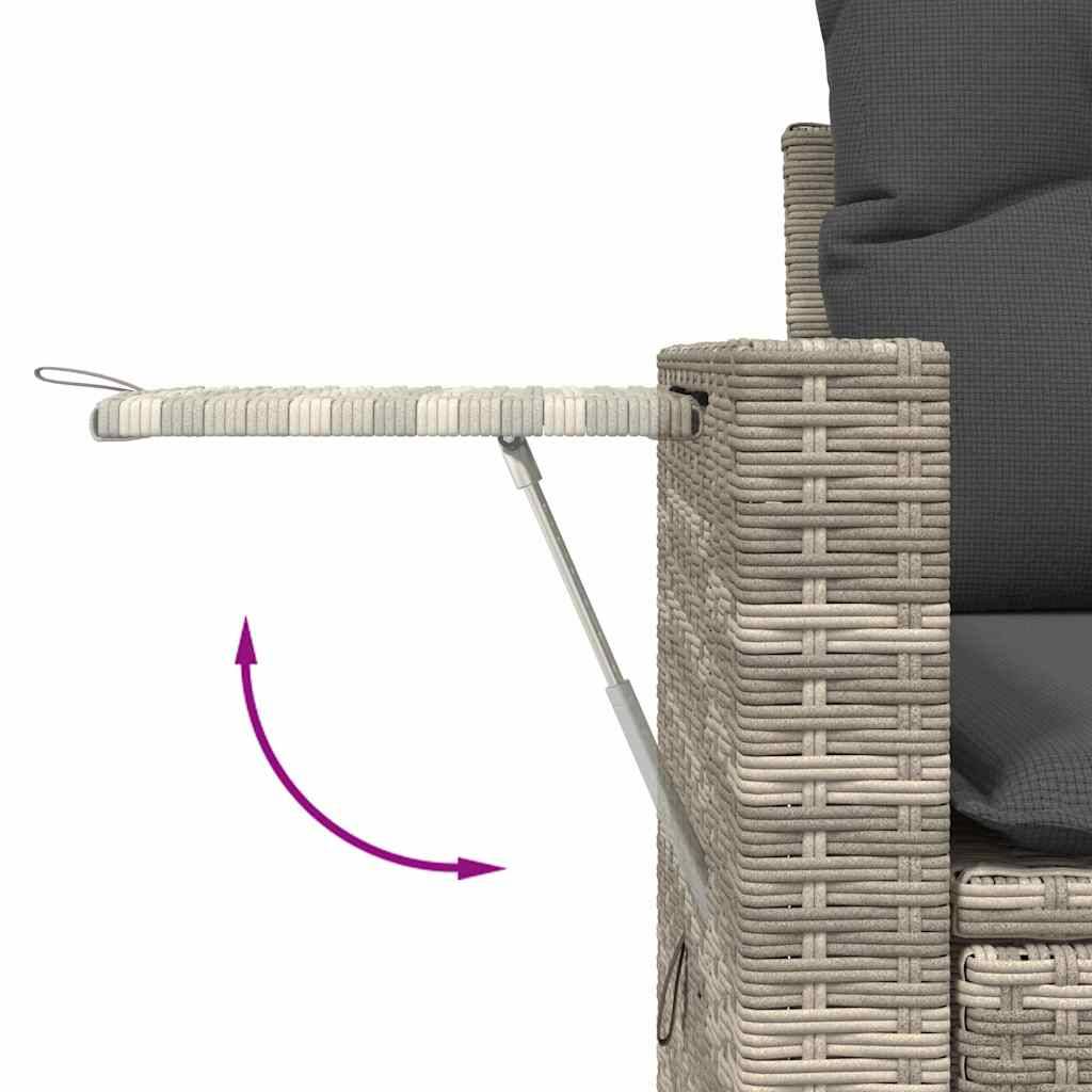 vidaXL 9-tlg. Garten-Sofagarnitur mit Kissen Hellgrau Poly Rattan