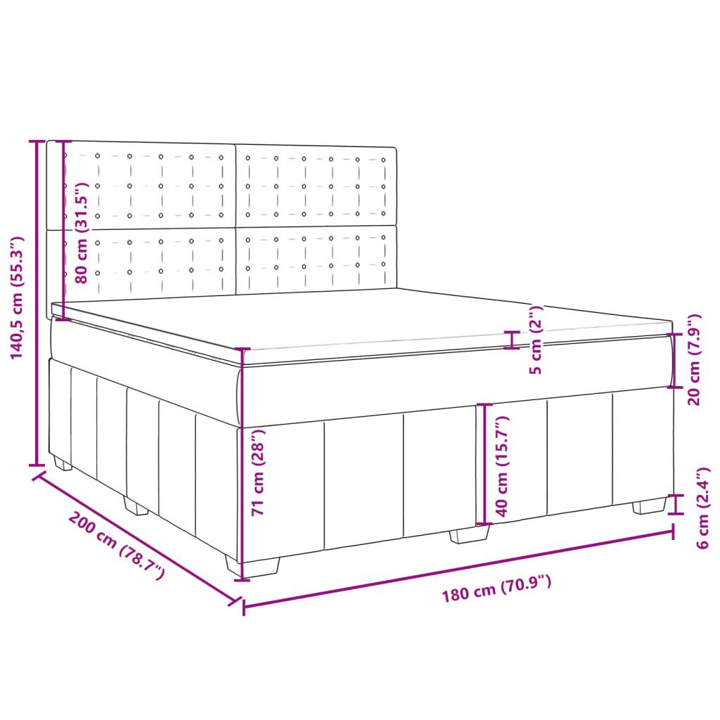 vidaXL Boxspringbett mit Matratze Dunkelbraun 180x200 cm Stoff
