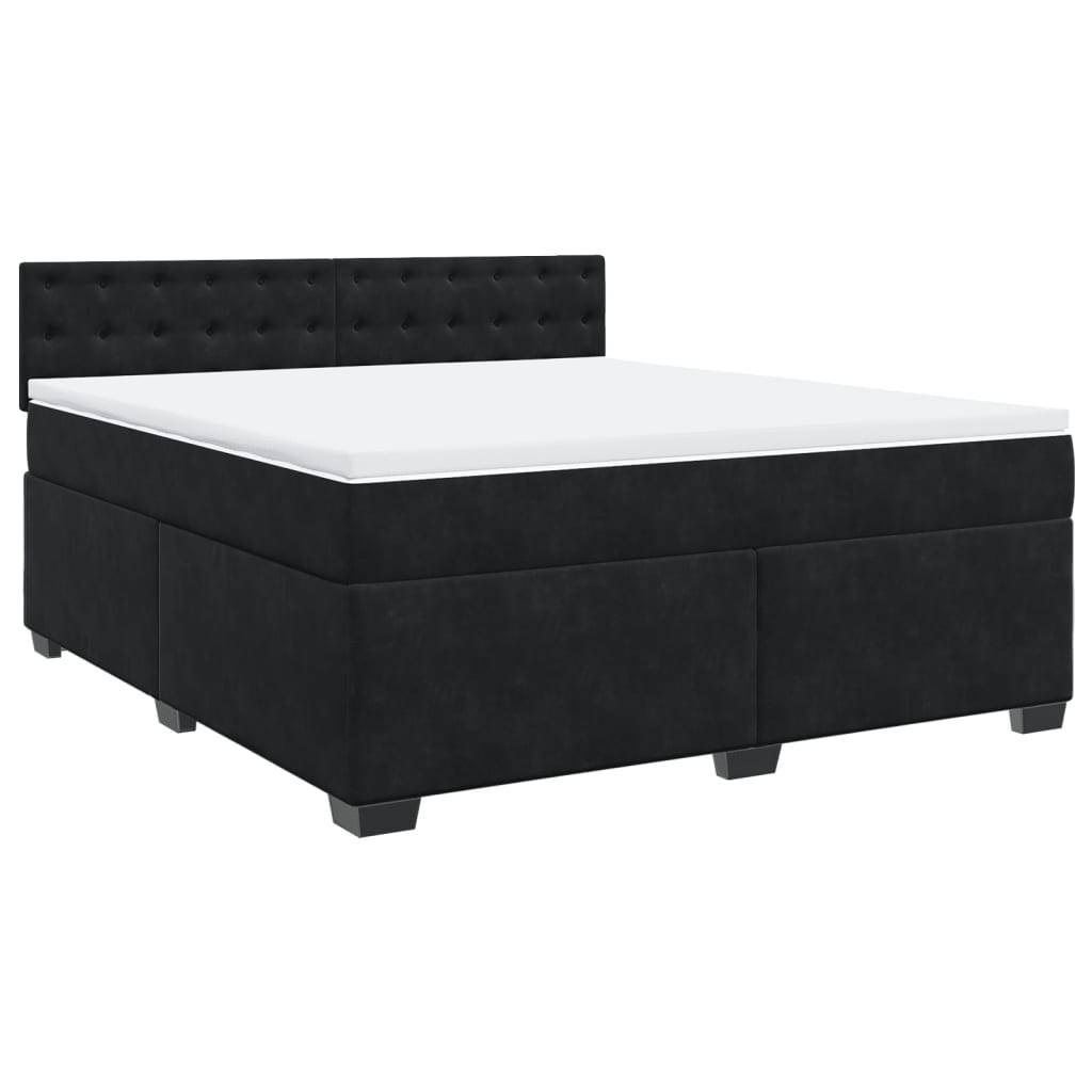 vidaXL Boxspringbett mit Matratze Schwarz 180x200 cm Samt
