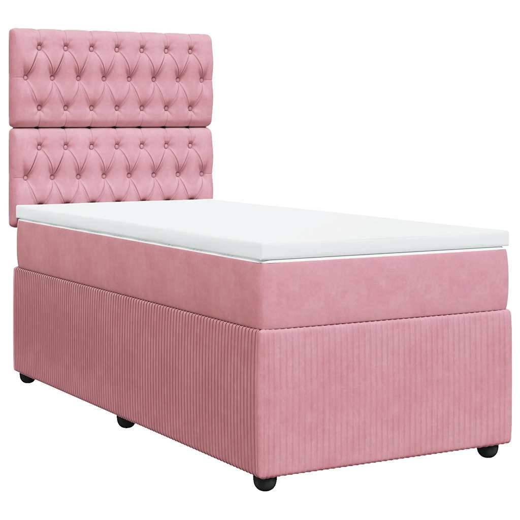 vidaXL Boxspringbett mit Matratze Rosa 90x200 cm Samt