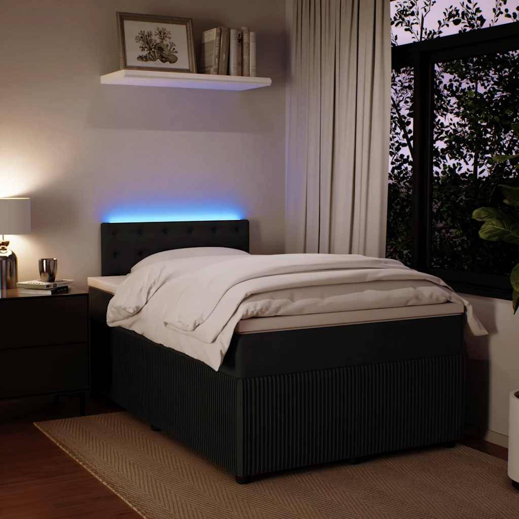 vidaXL Boxspringbett mit Matratze Schwarz 120x190 cm Samt