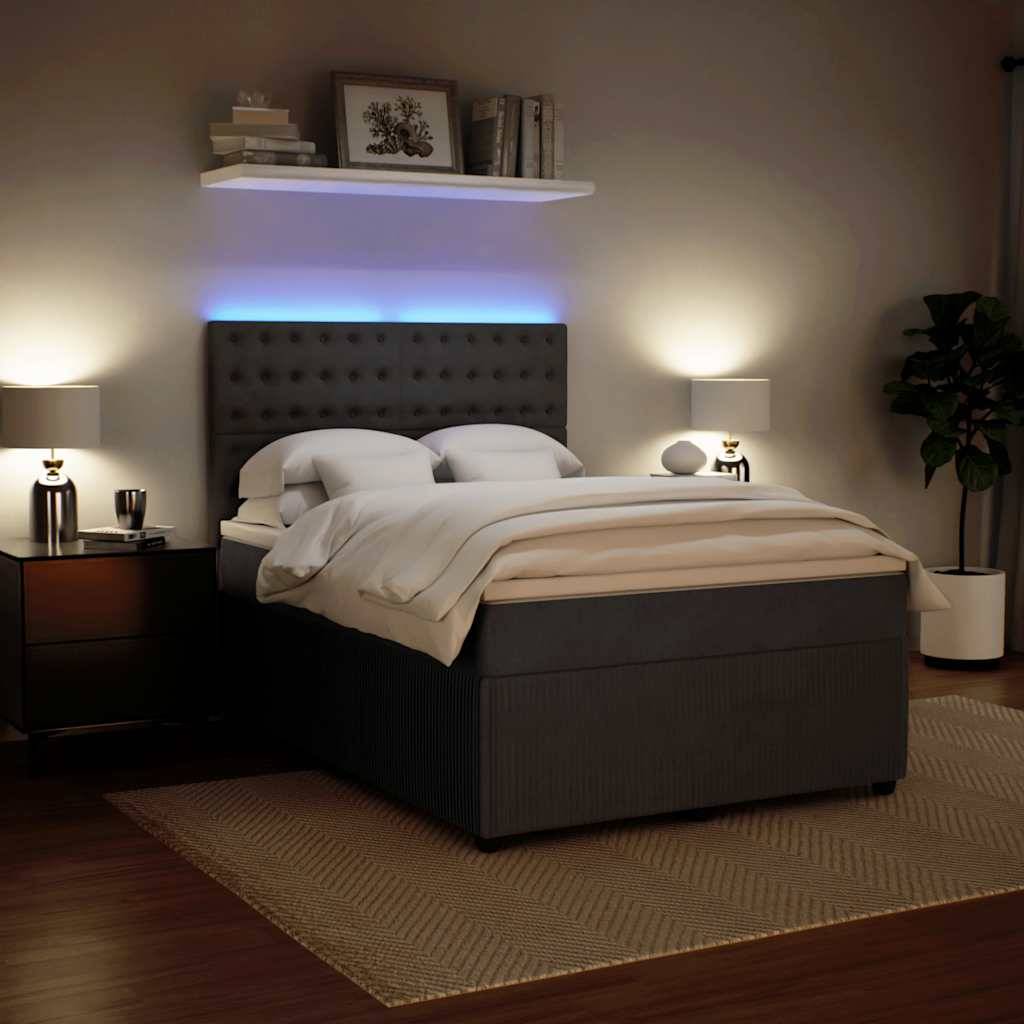 vidaXL Boxspringbett mit Matratze Dunkelgrau 140x200 cm Samt