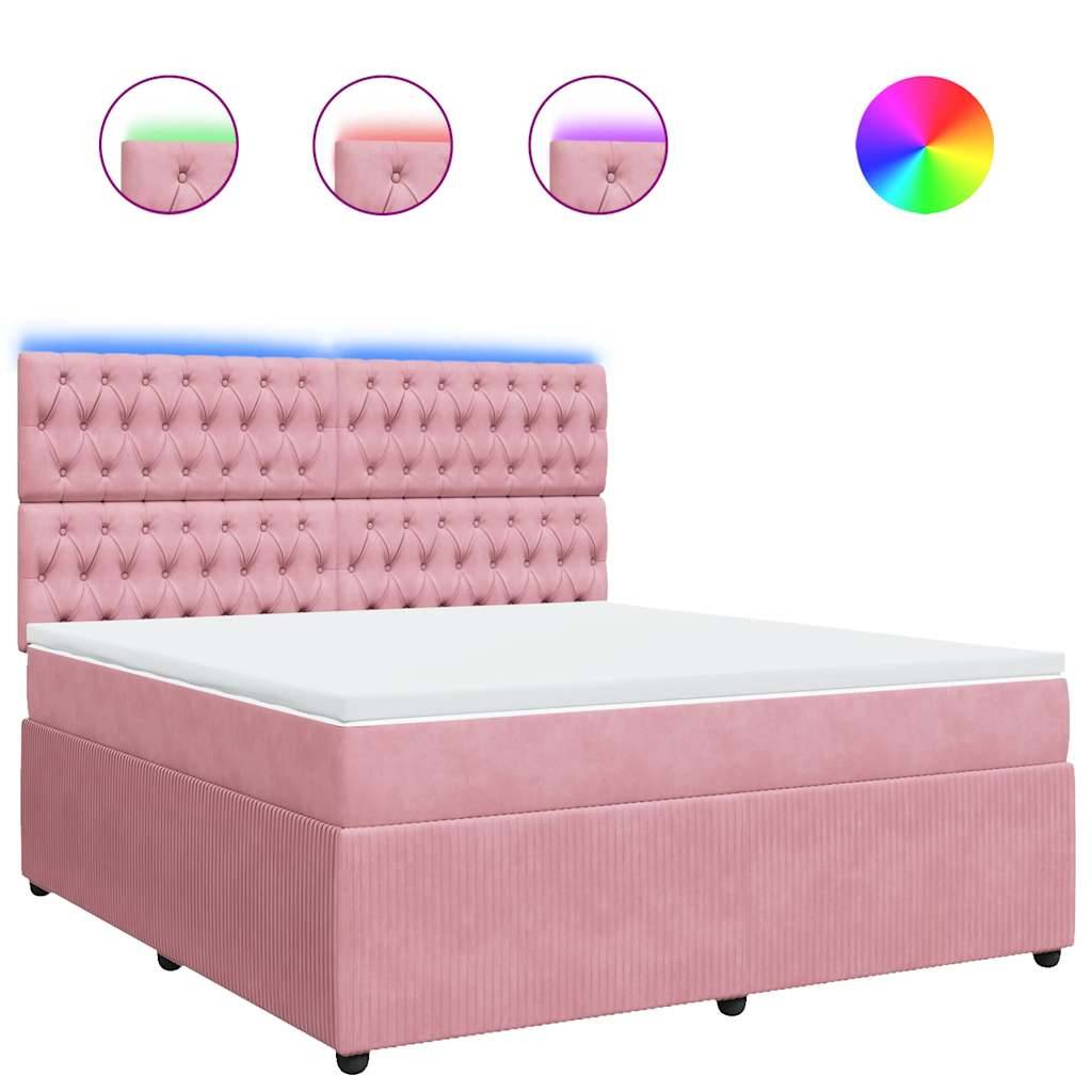 vidaXL Boxspringbett mit Matratze Rosa 180x200 cm Samt