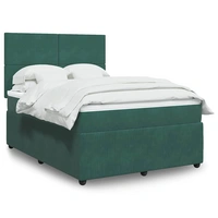 vidaXL Boxspringbett mit Matratze Dunkelgrün 160x200 cm Samt vidaXL Boxspringbett mit Matratze Dunkelgrün 160x200 cm Samt