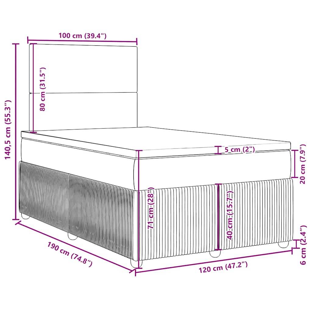 vidaXL Boxspringbett mit Matratze Schwarz 120x190 cm Stoff