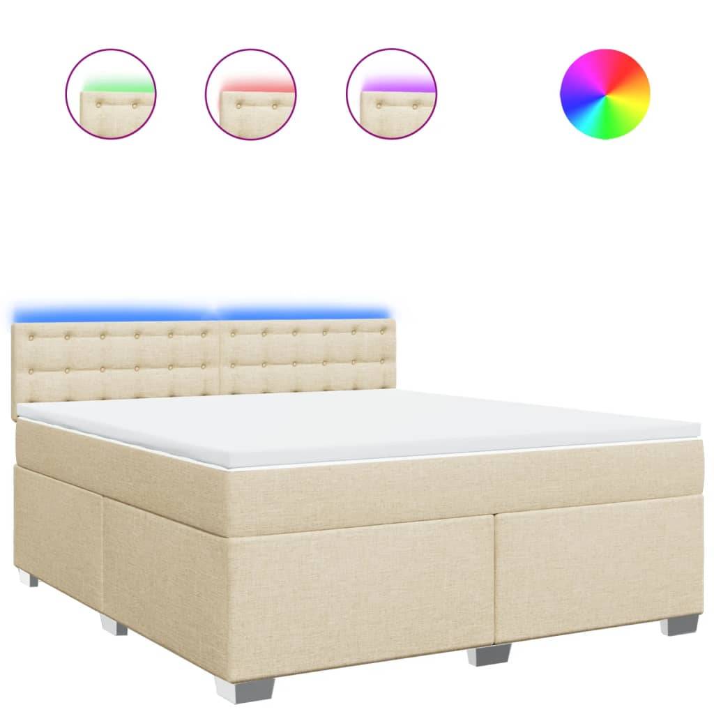 vidaXL Boxspringbett mit Matratze Creme 180x200 cm Stoff