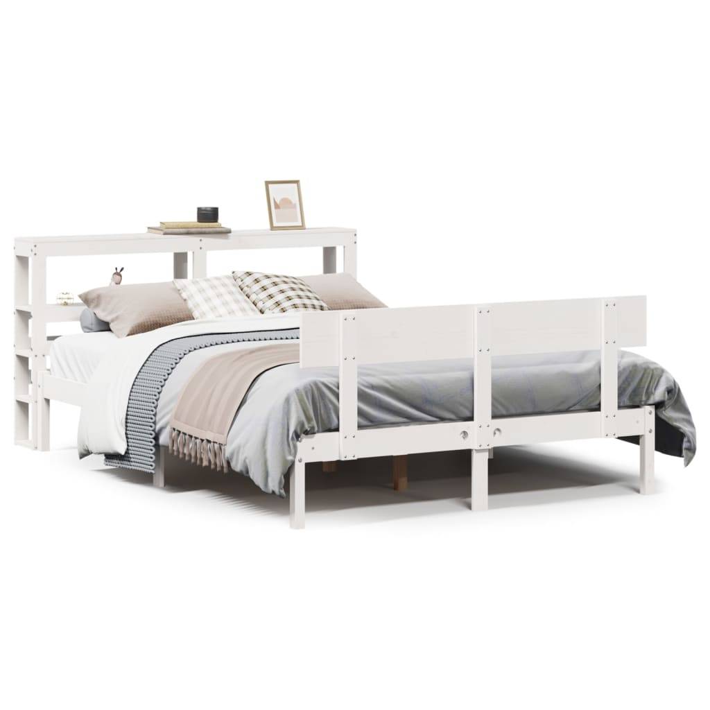 vidaXL Massivholzbett ohne Matratze Weiß 150x200 cm Kiefernholz