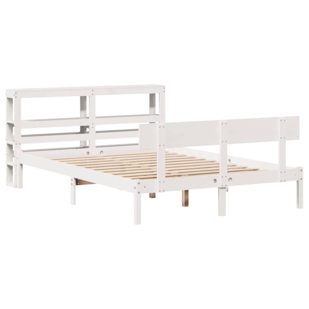vidaXL Massivholzbett ohne Matratze Weiß 150x200 cm Kiefernholz