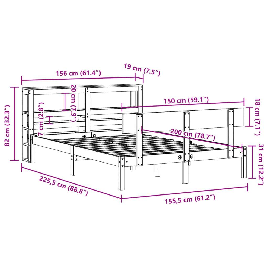 vidaXL Massivholzbett ohne Matratze Weiß 150x200 cm Kiefernholz
